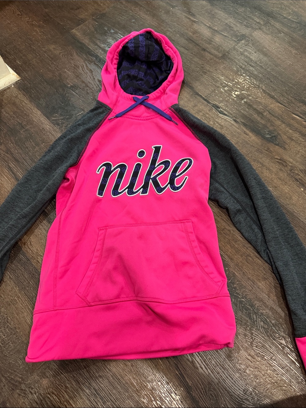 Nike Hot Pink and Charcoal Hooded Pullover
